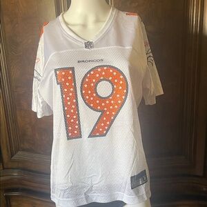 Denver Broncos Reebok Stadium Jersey White and Orange Women's